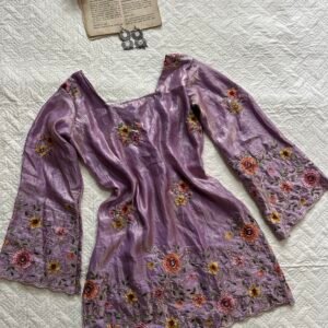 Silk Embroidered & Beaded Short Kurti