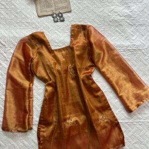 Gold Organza Corset Short Kurti
