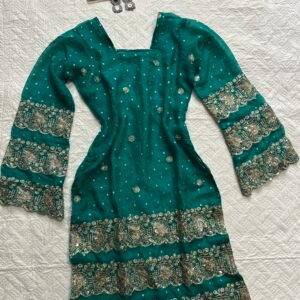 Sheer Sequence Handcrafted Long Corset Back Kurti