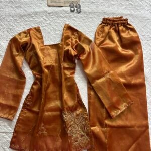 Gold Embroidered & Beaded Organza Corset Kurti with Plazoo Set
