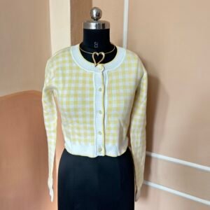 Butter Yellow Ghingham Imported Cardigan