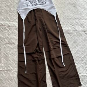Choco Brown Wide Leg Pants with Removable Belts