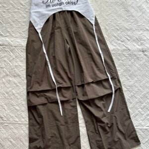 Mocha Brown Wide Leg Pants with Removable Belts