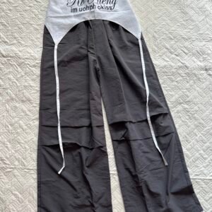 Grey Wide Leg Pants with Removable Belts