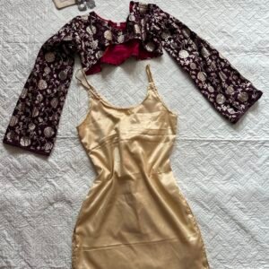 Royal Banarasi 2 in One Kurti in Deep Plum