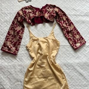 Royal Banarasi 2 in One Kurti in Deep Maroon