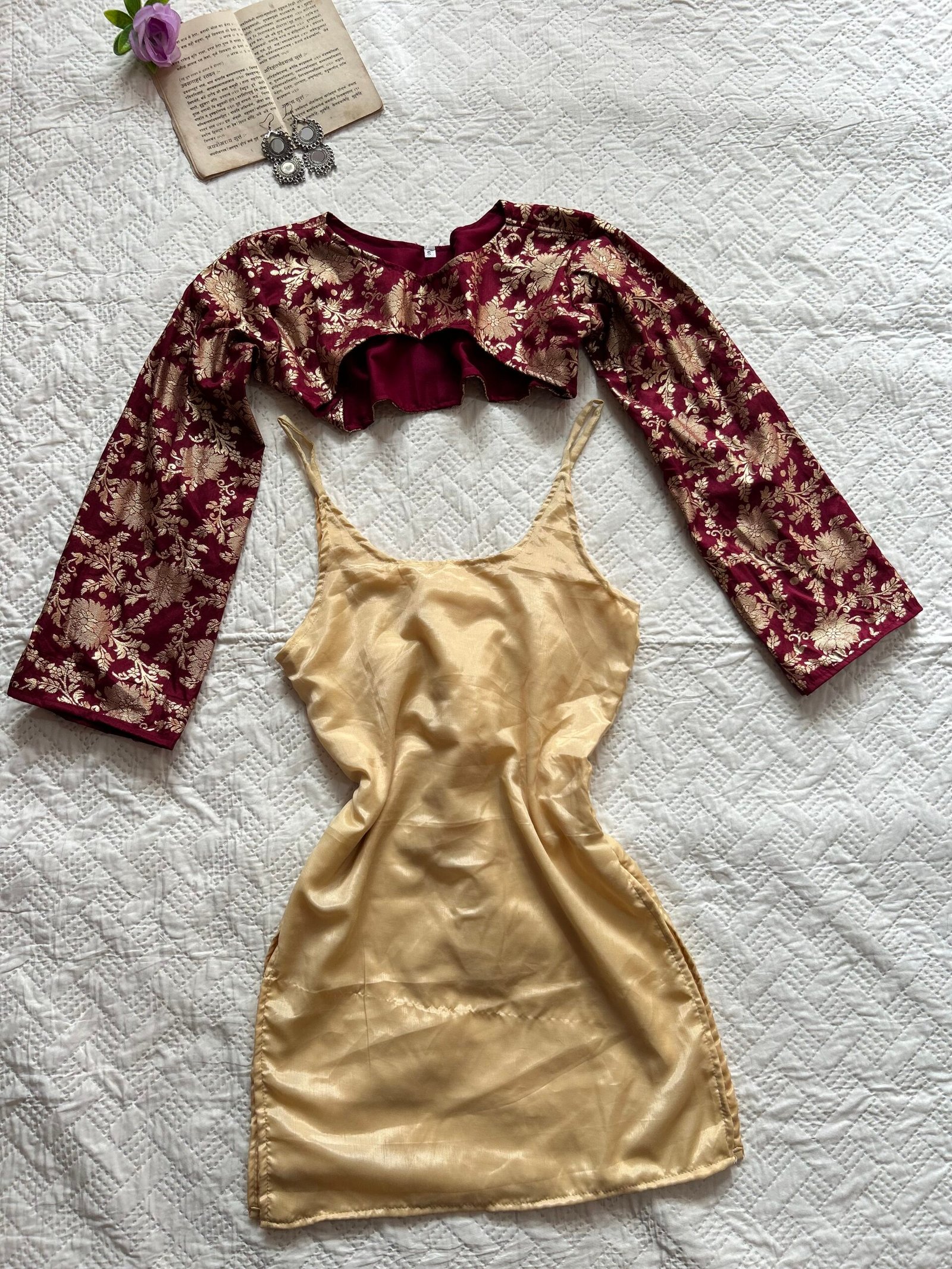Royal Banarasi 2 in One Kurti in Deep Maroon