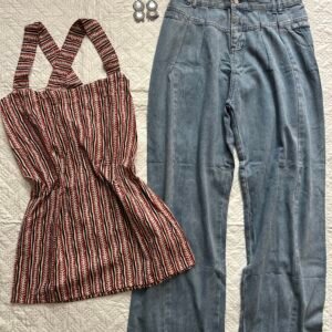 Backless Kurti with Baggy Denim Combo