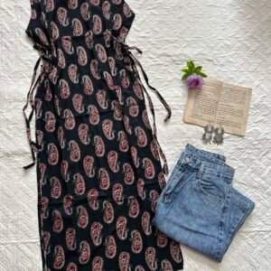 Paisley Snatch Waist Pure Cotton Long Kurti