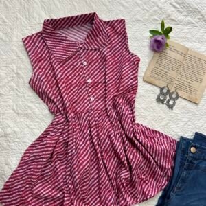 Peplum Laheriya Print Collared Pure Cotton Short Kurti