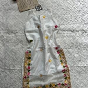 Sleeveless Corset Back Embroidered Kurti