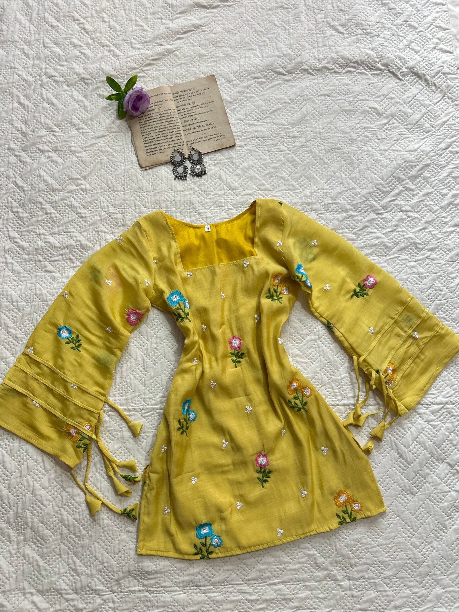 Butter Yellow Embroidered Chatpati Kurti