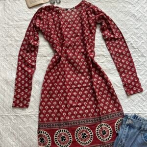 Full Slevee Pure Cotton Long Corset Back Kurti