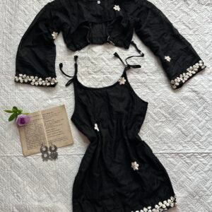 ADAA~Hot Black Viral 2 in One Embroidered Kurti