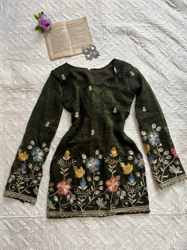 Multicoloured Floral Embroidered Chatpati Short Kurti