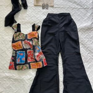 BEBO Y2k set~Corset Top with Bell Bottom Pants & Duppata