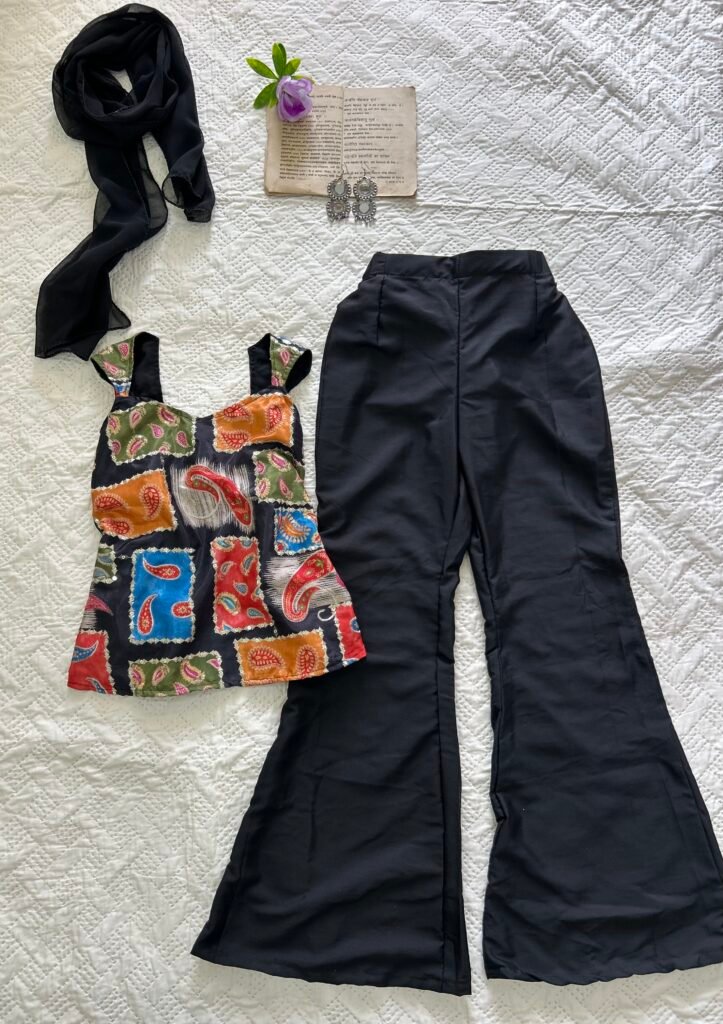 BEBO Y2k set~Corset Top with Bell Bottom Pants & Duppata