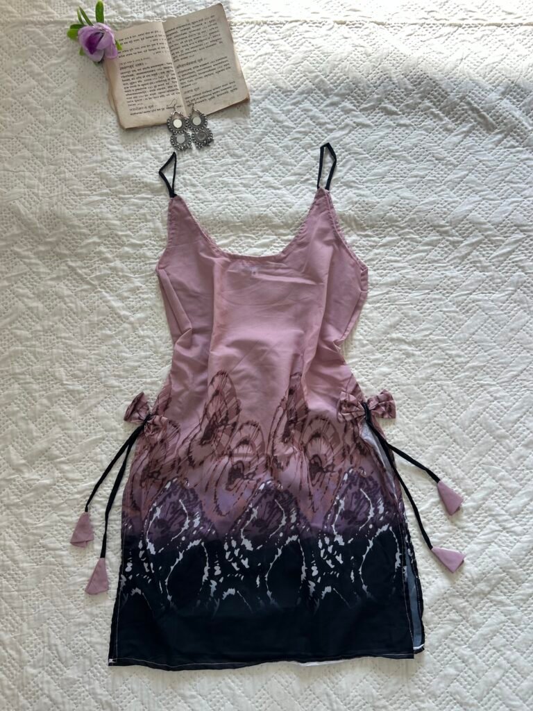 Sheer Bow Noodle Strap Short Kurti