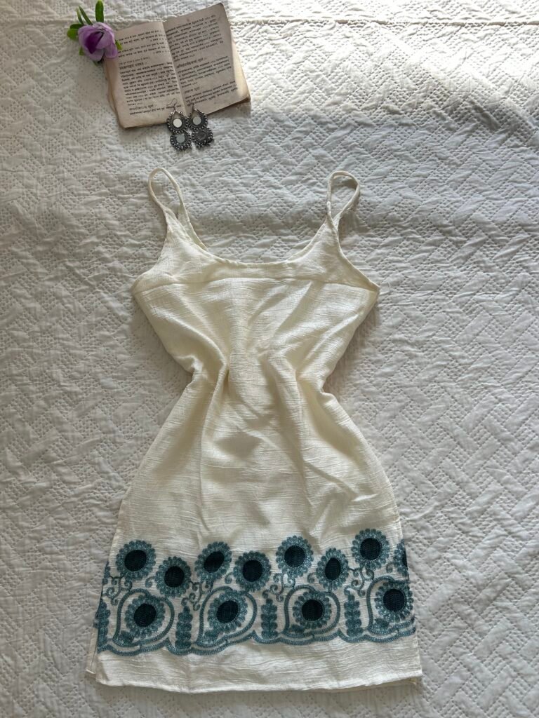 Embroidered Noodle Strap Short Kurti