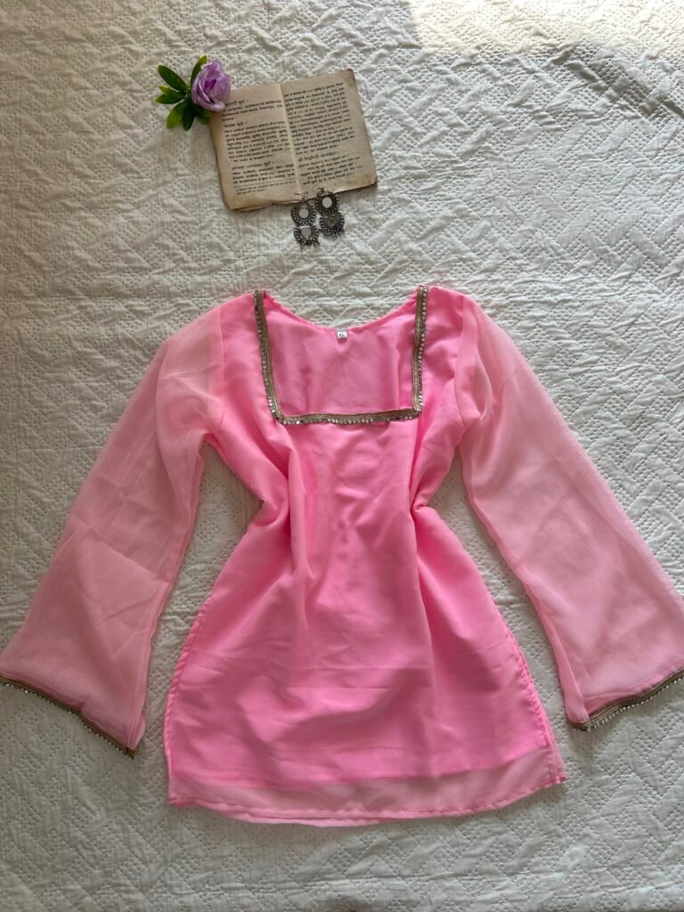 LAILA~Deep Neck Chatpati Kurti in Baby Pink