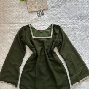 LAILA~Deep Neck Chatpati Kurti in Hot Green
