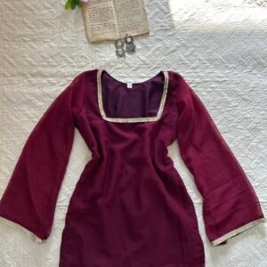 LAILA~Deep Neck Chatpati Kurti in Maroon