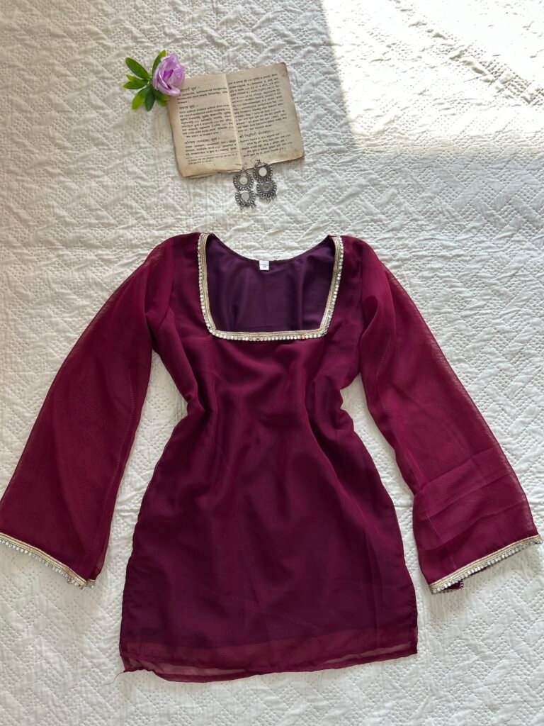 LAILA~Deep Neck Chatpati Kurti in Maroon