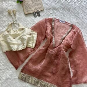 GULNAAR~Sheer Chatpati Kurti with Beaded Blouse Set
