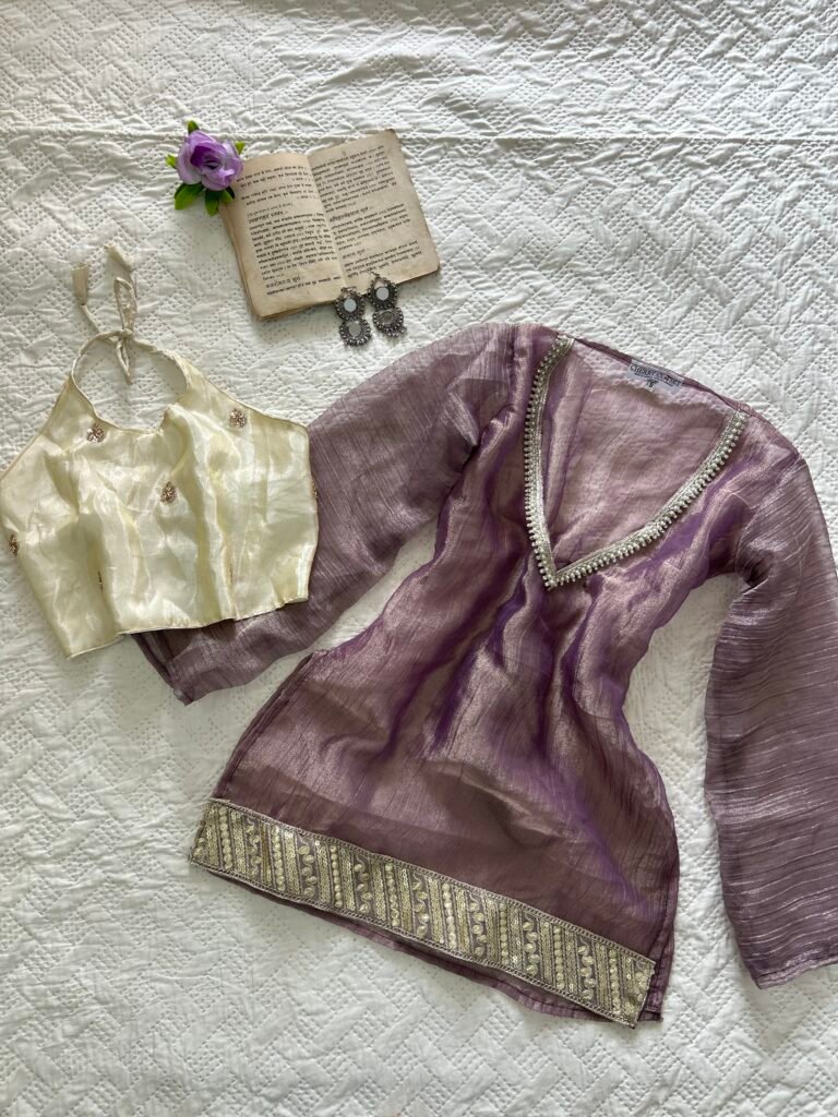 GULNAAR~Sheer Chatpati Kurti with Beaded Blouse Set