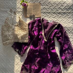SURROR~Sheer Chatpati Kurti with Blouse Set in Purple
