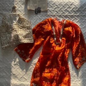 SURROR~Sheer Chatpati Kurti with Blouse Set in Orange
