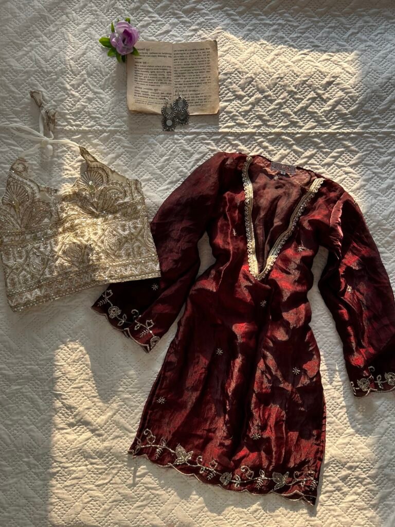 SURROR~Sheer Chatpati Kurti with Blouse Set in Cola