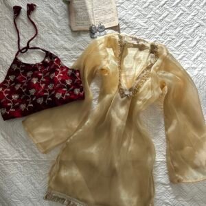 SONA~Sheer Chatpati Kurti with Beaded Blouse Set